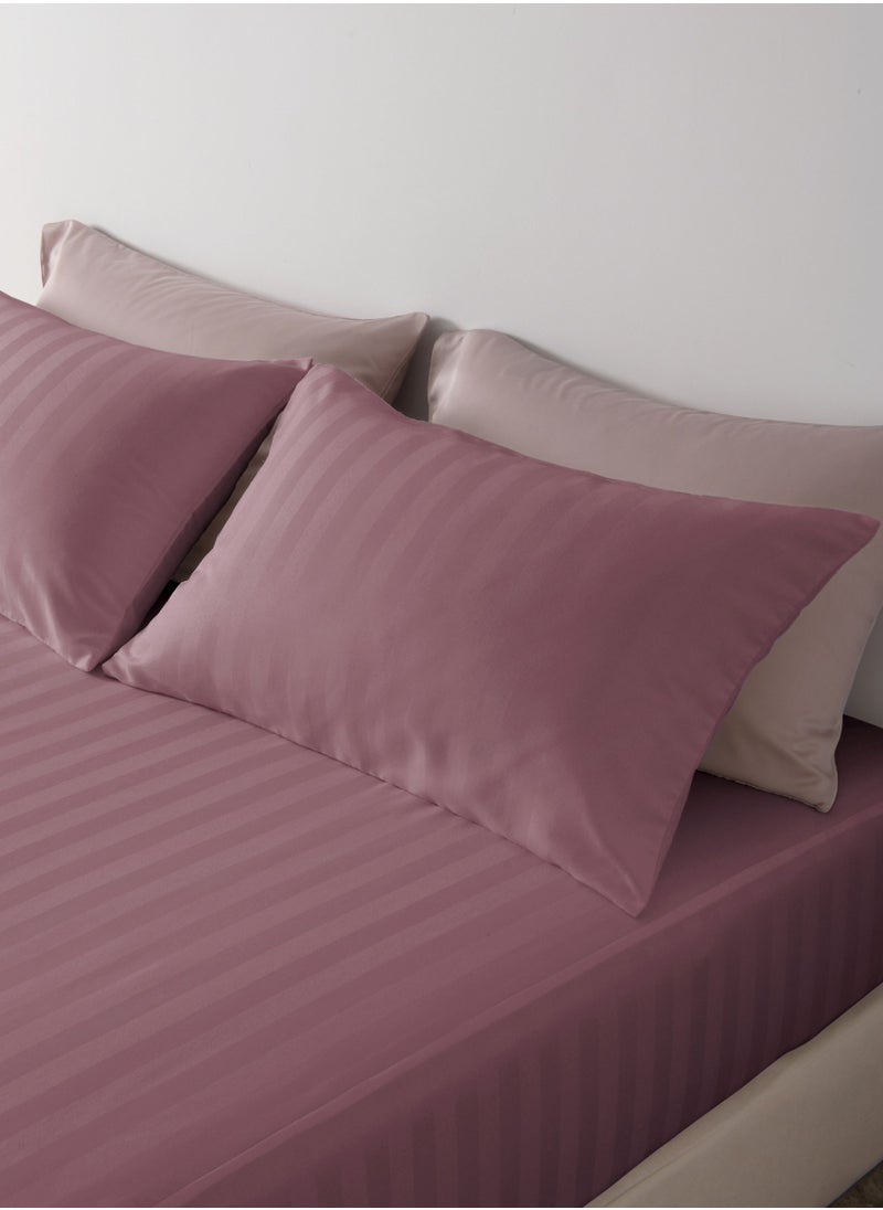 Master Home Textile Queen Microfiber Sheet Set, Queen Size 3 Pieces, Hotel Stripes Design  - Image 3
