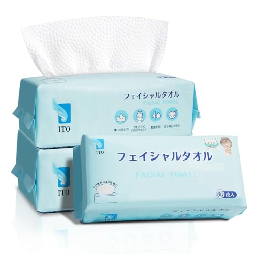 ITO Disposable Face Towel, Ultra-Soft 1-Second Quick-Dry Face Towels, Gentle for Sensitive Dry Oily Skin, Facial Towels for Daily Cleansing Makeup Removal (180 Count (Pack of 3)) - Image 1