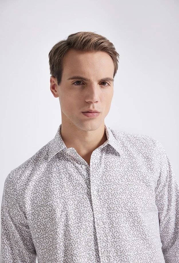دي أس دامات Regular Fit Beige Printed Shirt 9HC022111265M