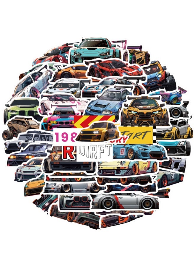 NIBEMINENT 50 Pcs Modified Car Deco Kit Waterproof Stickers, High Definition Printing Bright Colors, Suitable for Laptop Skateboard Luggage Water Bottle Guitar DIY - Image 1