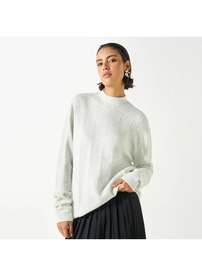 2Xtremz 2Xtremz Textured High Neck Sweater with Long Sleeves