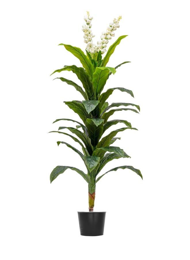 Unique Pots And Plants Dracaena Artificial Tree With White Flowers H160CM  - Image 1