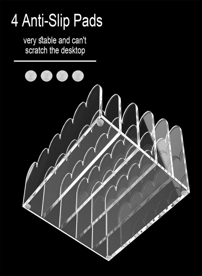 YAGELI 5-Slot Acrylic Mail Organizer for Desktop - Scalloped Clear Document Sorter, Vertical File Holder for Office/Home, Space-Saving Desk Organizer for Letters, Bills, Stationery - Image 3