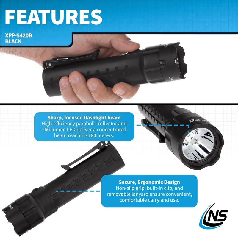 Nightstick XPP-5420B Intrinsically Safe 3 AA Flashlight - 160 Lumens, Black - Image 4