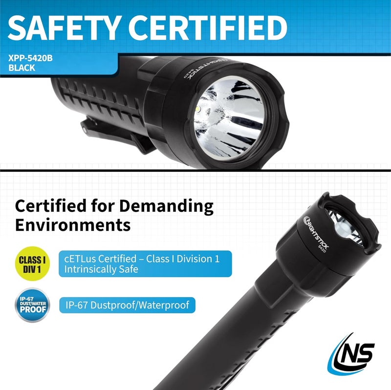 Nightstick XPP-5420B Intrinsically Safe 3 AA Flashlight - 160 Lumens, Black - Image 5