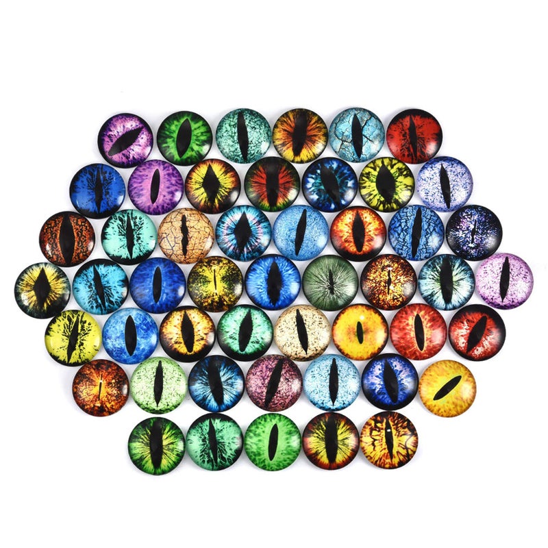 DROLE 100Pcs 25mm Glass Cabochons Evil Dragon Snake Doll Eye Covered Flatback Dome Cabochon Fit 25mm Jewelry Blanks