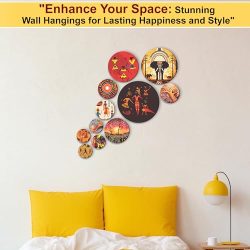 Twinster Wooden Wall Hanging for Home Decor, Living Room, Bedroom, Office, Motivational Art Patterns, Wall Decor, Pack of 11 (Rajasthani) - Image 3