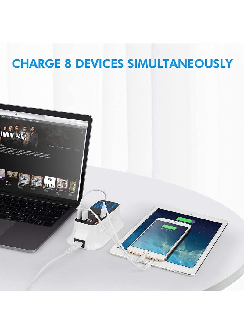 USB Charger, Multi Port USB Charger Charging Station with Quick Charge 3.0 USB Port, LCD Compatible with Smart Phone, Tablet and Multiple Devices…
