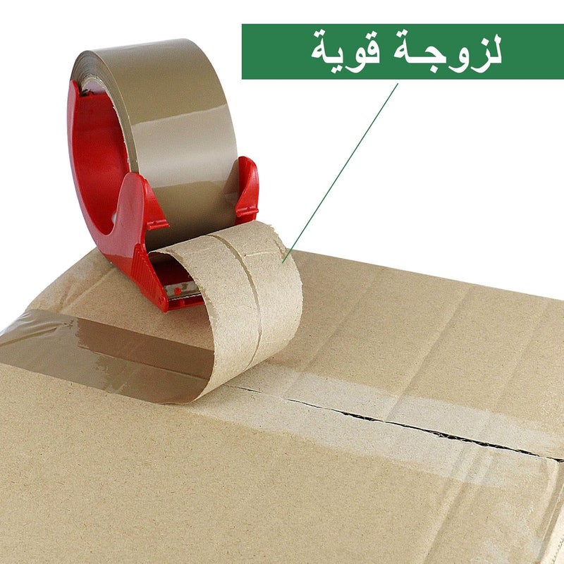 شريط التغليف البني الثقيل 3 عبوات ��ع موزع مجاني، 48 مم × 50 م، عبوات إضافية من الشريط البني لصناديق الشحن للنقل والمكتب والتخزين، اللون البني الفاتح - Image 4