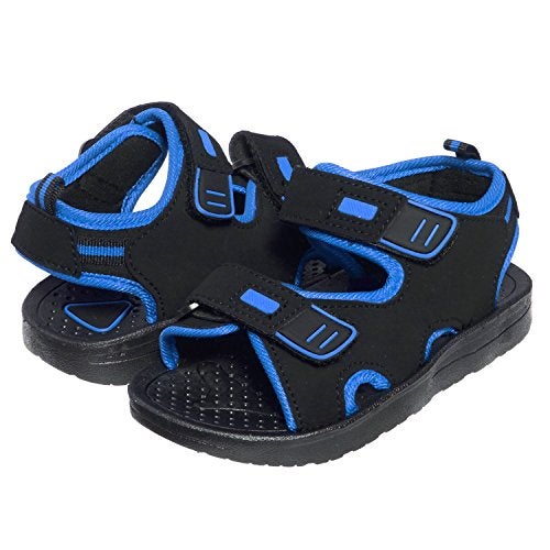 Skysole Boys Double Adjustable Strap Lightweight Sandals (See More Colors and Sizes), Black/Royal, 5-6 Toddler - Image 1