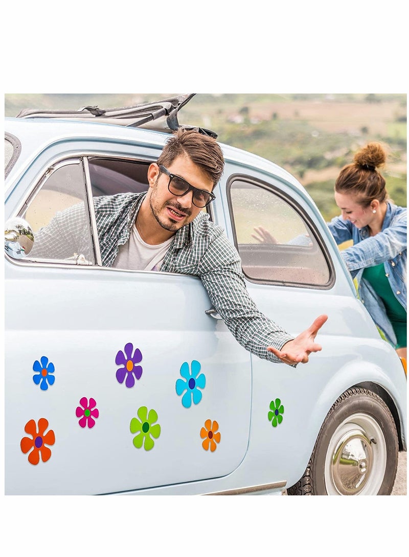 Car Magnet Decorations Magnetic Flower Decals Fridge Magnets 60s Multi Color Cutout for Home Wall Whiteboard Refrigerator 24 Pieces - Image 4