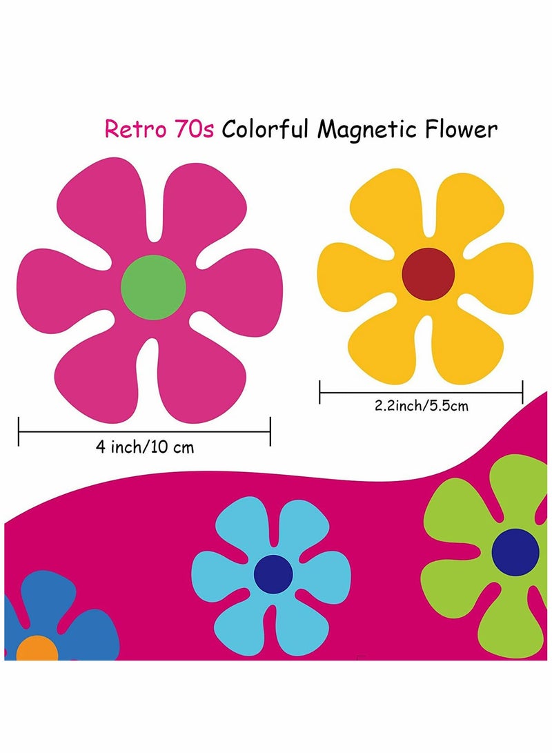 Car Magnet Decorations Magnetic Flower Decals Fridge Magnets 60s Multi Color Cutout for Home Wall Whiteboard Refrigerator 24 Pieces - Image 2