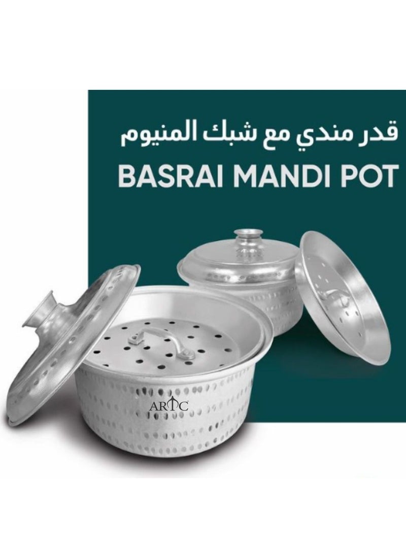 ARTC - ARTC Aluminum Basrai Mandi And Biryani Cooking Pot With Lid And Grill Net 36cm Silver - Image 1