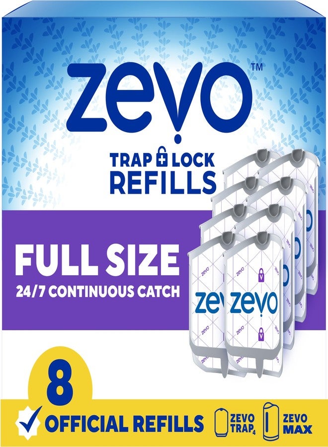Zevo Flying Insect Trap Official Refill Cartridges - Fits Both Zevo Trap & MAX Indoor Fly Trap - Authentic Trap+Lock Technology to Catch Gnats, House & Fruit Flys (8 Official Refill Cartridges) - Image 1
