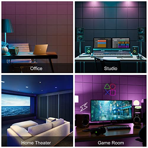 Sonicism 12 Pack Acoustic Wall Panels with Self-Adhesive, 12" X 12" X 0.4" Sound Proof Foam Panels, Decorative Soundproof Wall Panels, Sound Proof Absorbing Tiles for Home & Offices, Black - Image 5