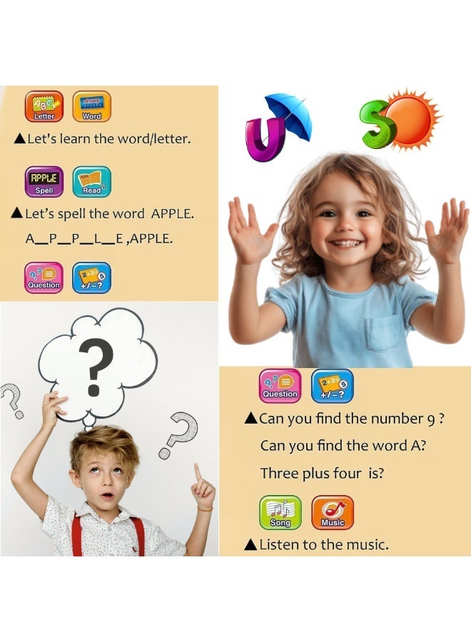 VIO جهاز لوحي تعليمي للأطفال بشاشة LED - لعبة تعليمية مبكرة للأطفال لتعلم الأبجدية، الأرقام، الكلمات، التهجئة، الموسيقى، الرياضيات، تطوير مبكر، جهاز إلكتروني بشاشة LED للأولاد والبنات من عمر 3 إلى 6 سنوات - جهاز لوحي ذكي للتعلم، هدية عيد ميلاد للأطفال، كمبيوتر تعليمي، لعبة مونتيسوري، نظام تعلم إلكتروني مع ألعاب تفاعلية، وضعيات اختبار، لوحة مفاتيح بيانو للأطفال الصغار. - Image 5