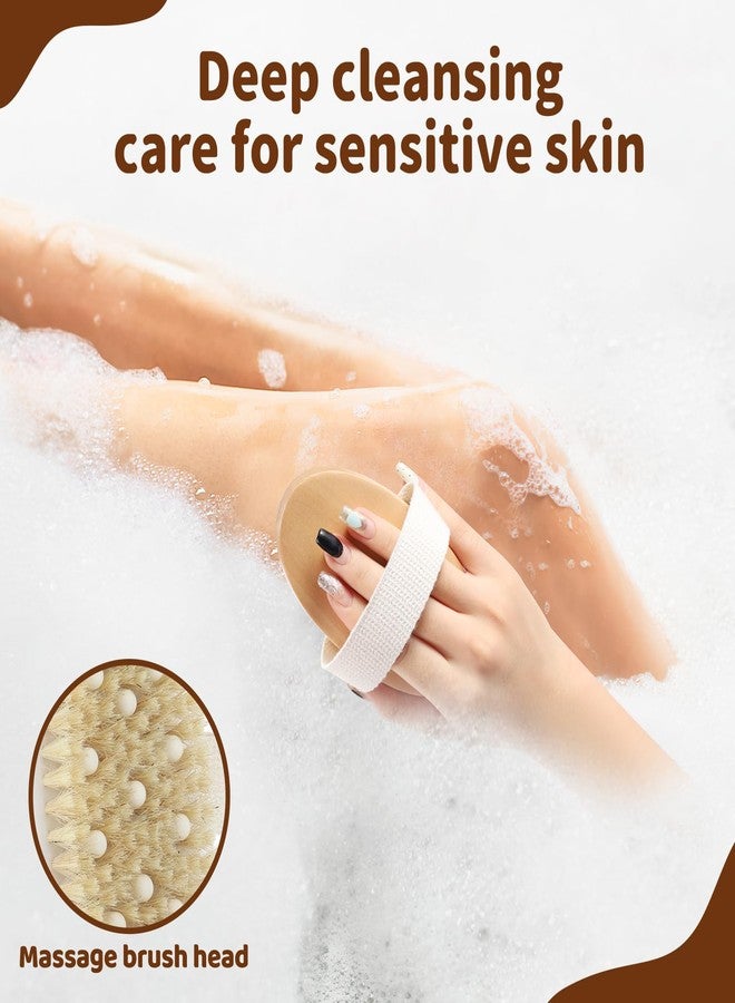 SAMEBUTECO 4 Pack Dry Body Brushing Brushes, Natural Bristle Exfoliating Scrub Brushes with Massage Nodes for Lymphatic Drainage, Skin Firming, Acne Treatment, and Cellulite Reduction - Image 5