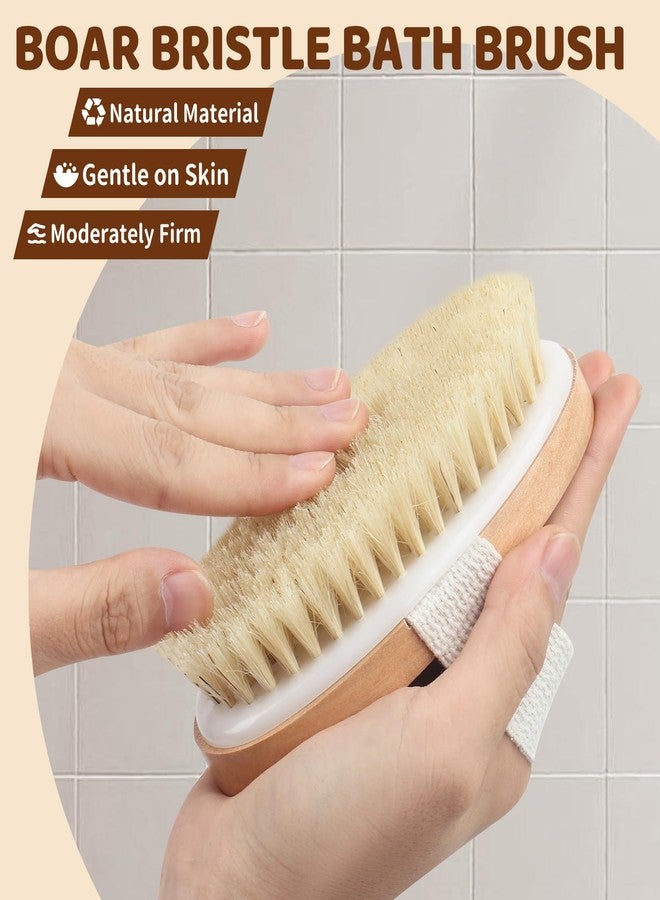 SAMEBUTECO 4 Pack Dry Body Brushing Brushes, Natural Bristle Exfoliating Scrub Brushes with Massage Nodes for Lymphatic Drainage, Skin Firming, Acne Treatment, and Cellulite Reduction - Image 4