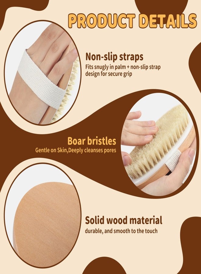 SAMEBUTECO 4 Pack Dry Body Brushing Brushes, Natural Bristle Exfoliating Scrub Brushes with Massage Nodes for Lymphatic Drainage, Skin Firming, Acne Treatment, and Cellulite Reduction - Image 3