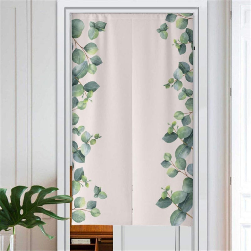 MYRU Japanese Curtain Noren Japanese Curtain Entrance Feng Shui Doorway Curtain Green Leaves335 Inches x 59 Inches