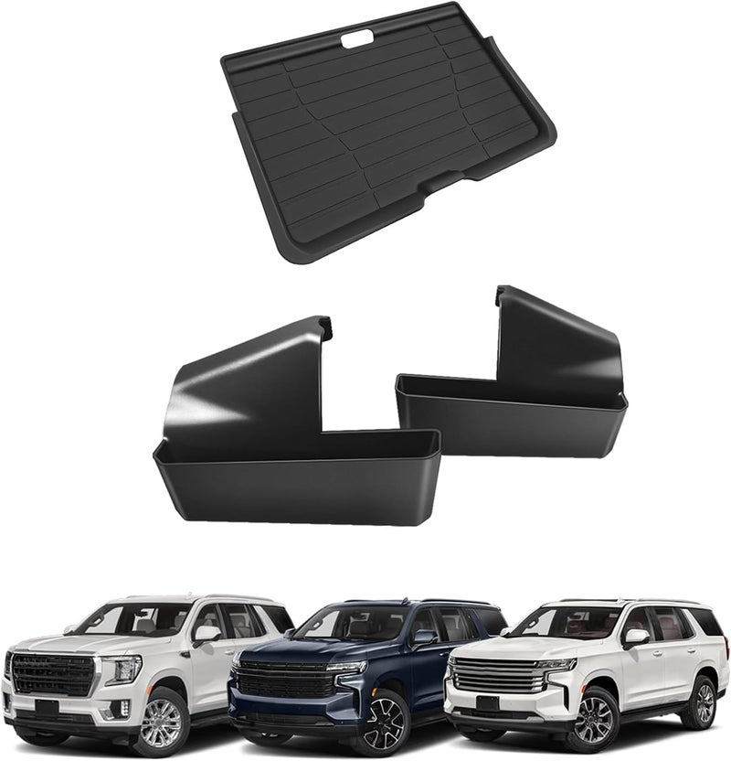 Muslogy منظم لوحة القيادة الأوسط من ، متوافق مع سيارات GMC Yukon وChevy Tahoe Suburban من طراز 2021-2024، يشمل صندوق تخزين وغطاء سري قابل للإزالة، غير مخصص لطرازات Yukon Denali/Ultimate. - Image 1