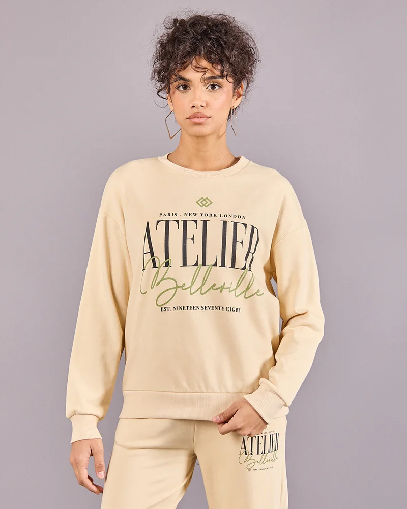 Redtag Women Beige Printed Sweatshirt