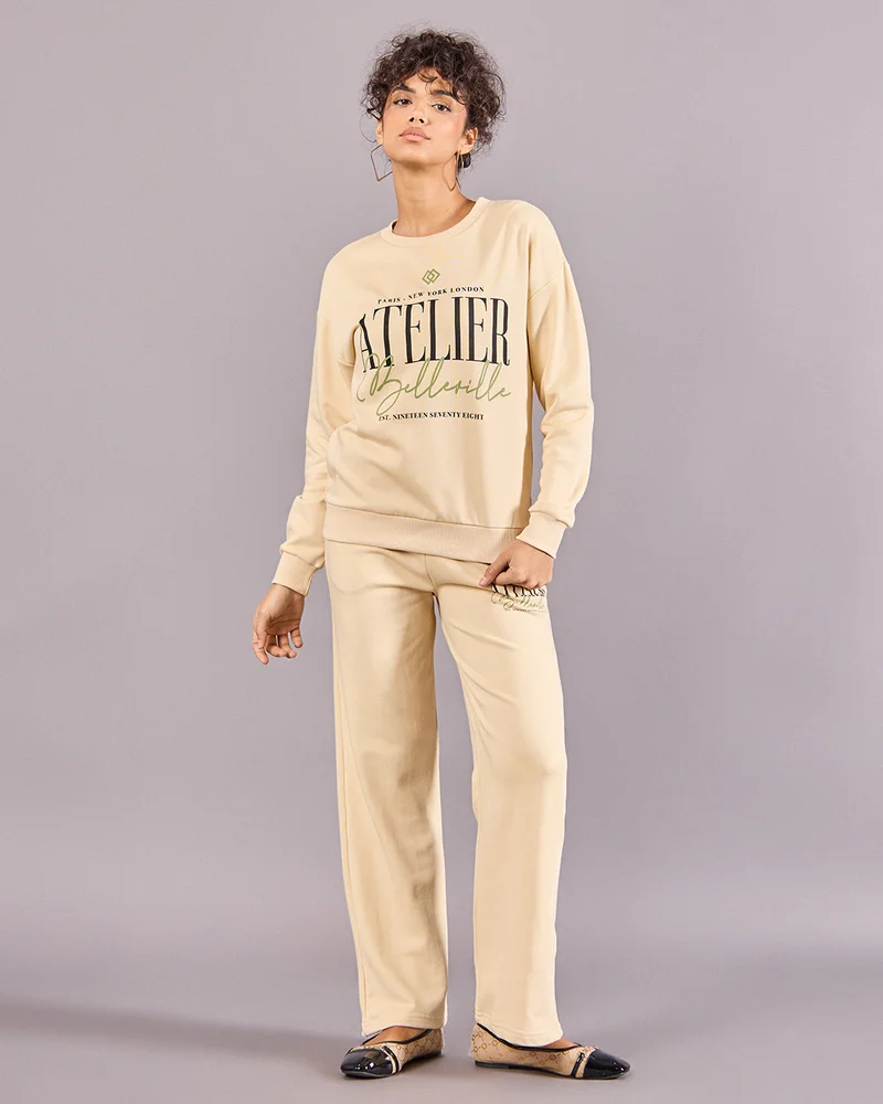 Redtag Women Beige Printed Sweatshirt
