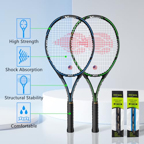 WOED BATENS Adult 2 Player Tennis Racket Perfect for Beginner and Professional Players 27 Speed Tennis Racquet Include Overgrips Tennis Bag Vibration Dampes Covers - Image 3