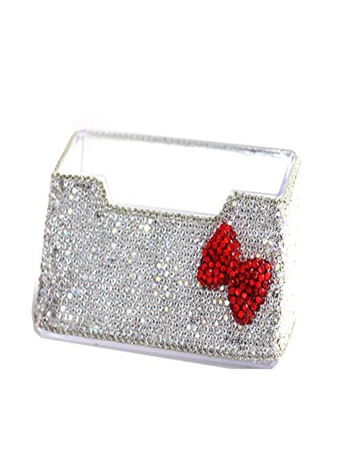 Bestbling Pure Handmade Bling Rhinestones Stainless Steel Metal Business Card Holder Name Card Case (Red Bow) - Image 4