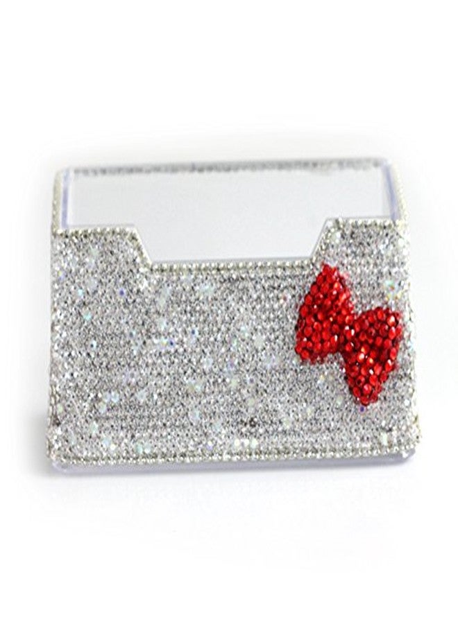 Bestbling Pure Handmade Bling Rhinestones Stainless Steel Metal Business Card Holder Name Card Case (Red Bow) - Image 2