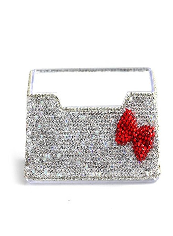Bestbling Pure Handmade Bling Rhinestones Stainless Steel Metal Business Card Holder Name Card Case (Red Bow) - Image 3