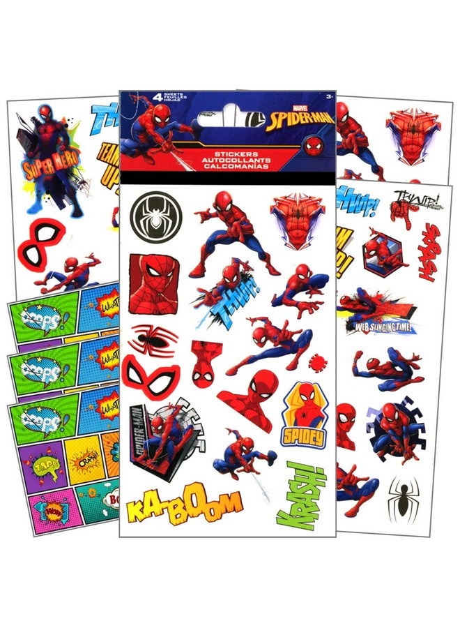 Sandylion Stickers For Kids - 4 Sheets Of Stickers Bundle Includes 3 Specialty Separately Licensed Gww Reward Stickers (Spiderman)