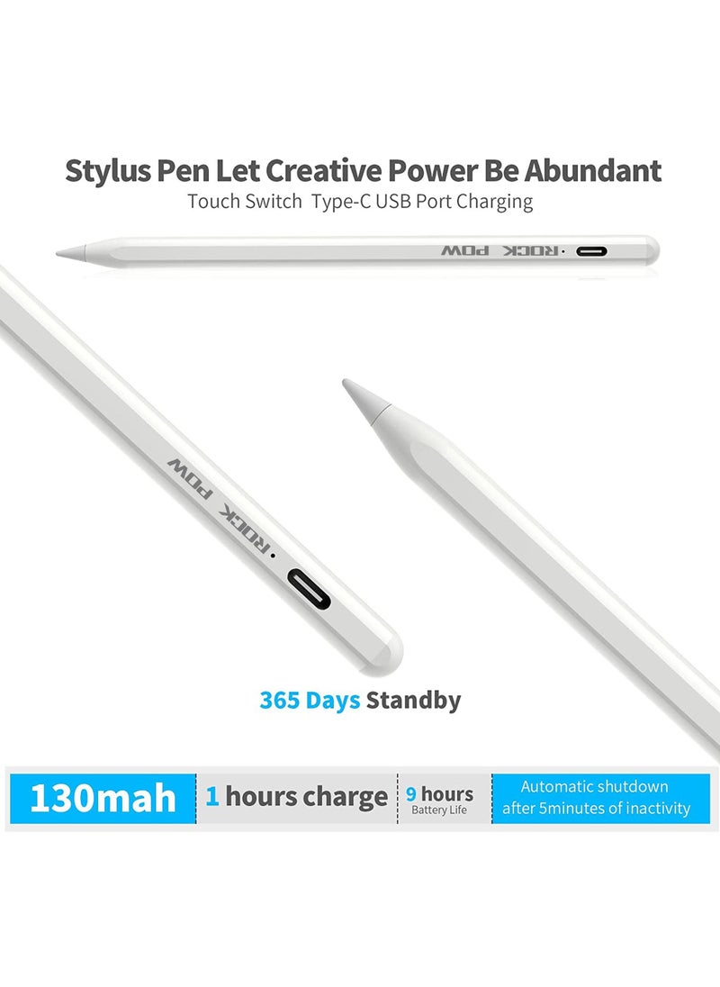 Rock Pow - iPad Pencil 2nd Generation Compatible with Apple Pencil Stylus Pen for iPad Palm Rejection Tilt Power Display (2018-2023) iPad Pro 11/12.9 iPad 6/7/8/9,iPad Mini 5/6 iPad Air 3/4/5 - Image 1