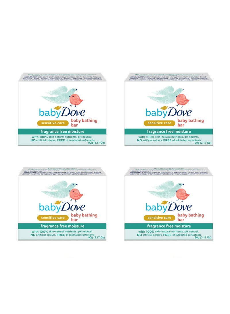 دوف 4 قطع من صابون استحمام الاطفال بيبي دوف خالٍ من العطور للترطيب للعناية الحساسة  90 جرام