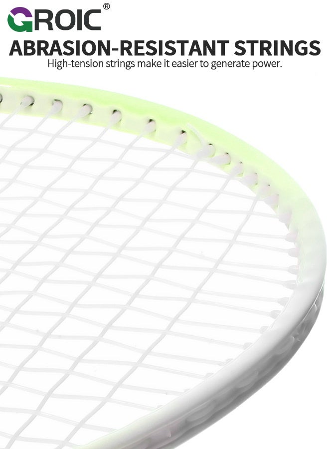 GROIC Kids Tennis Racket, 25-Inch Kids Luminous Tennis Racket Set, Light Green Iron Alloy Tennis Trainer Racket with Solo Trainer, Design for Youth and Teens, Ideal for Outdoor Training and Night Play - Image 5