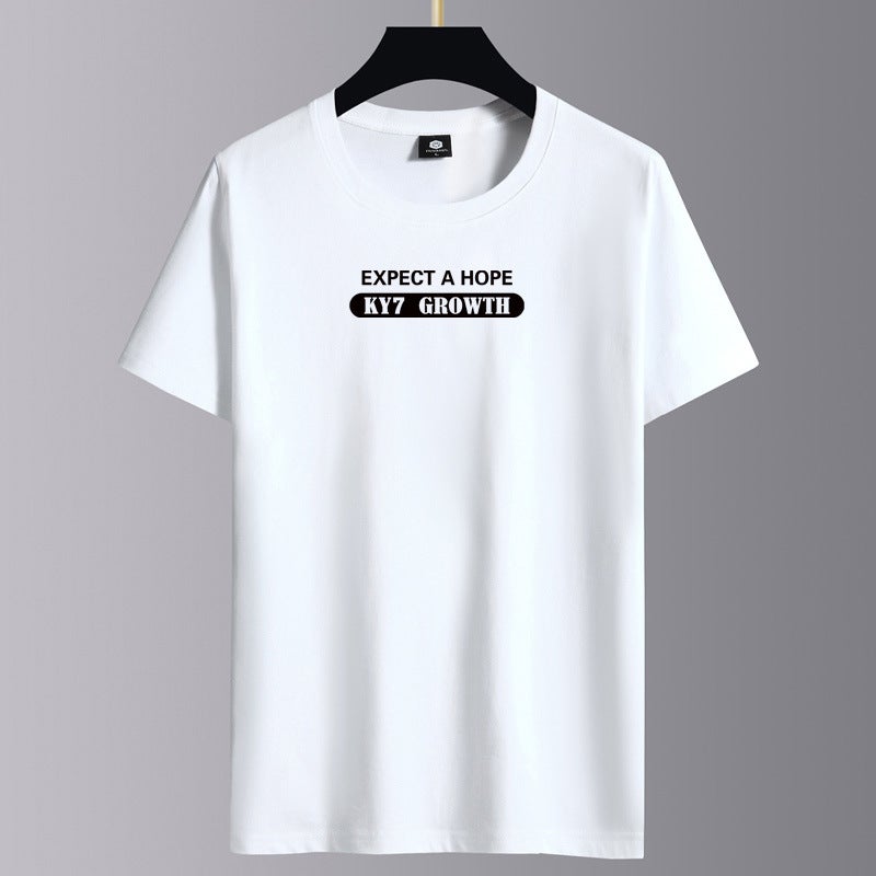 Short-sleeved T-shirt Men's Summer White Teen Trendy Casual Clothes Round Neck Men's Top Half-sleeved Men's T-shirt - Image 2