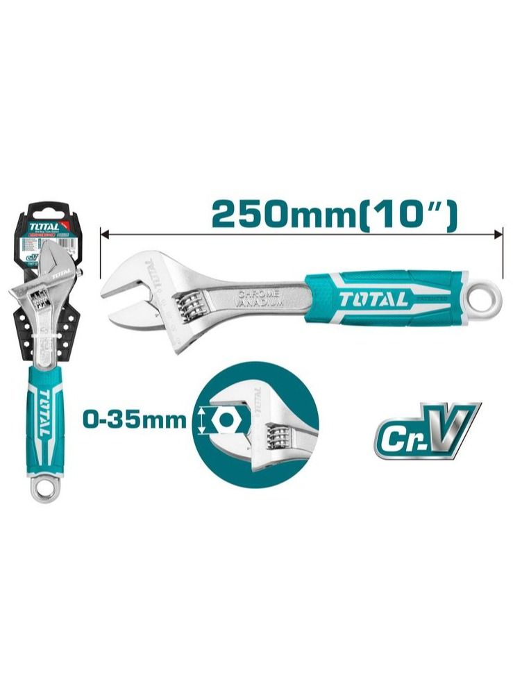 TOTAL T0TAL THT101106 Chrome vanadium With Better Rubber Grip Adjustable Wrench 250mm/10 Single Sided Adjustable Wrench - Image 3