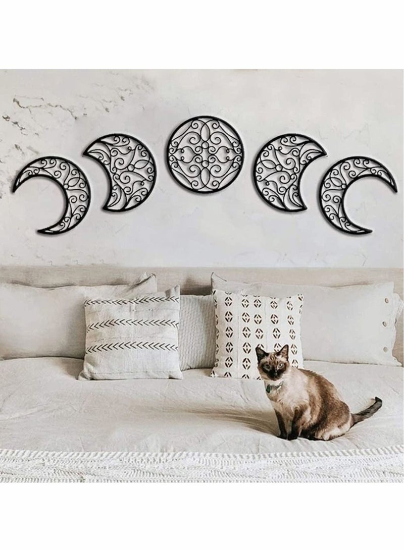 Excefore Moon Decoration Wall Decoration, Art decoration Wall Hanging, Boho Bedroom Decor Home Wall Decoration (Black, 5 Pieces)  - Image 4