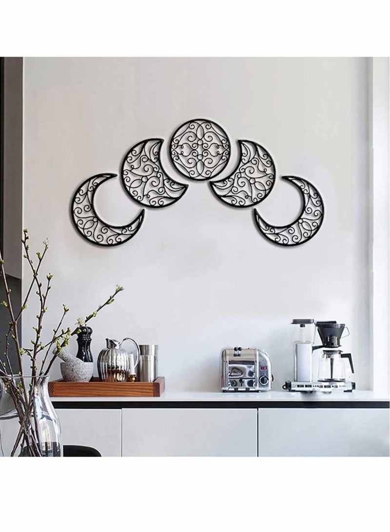 Excefore Moon Decoration Wall Decoration, Art decoration Wall Hanging, Boho Bedroom Decor Home Wall Decoration (Black, 5 Pieces)  - Image 3