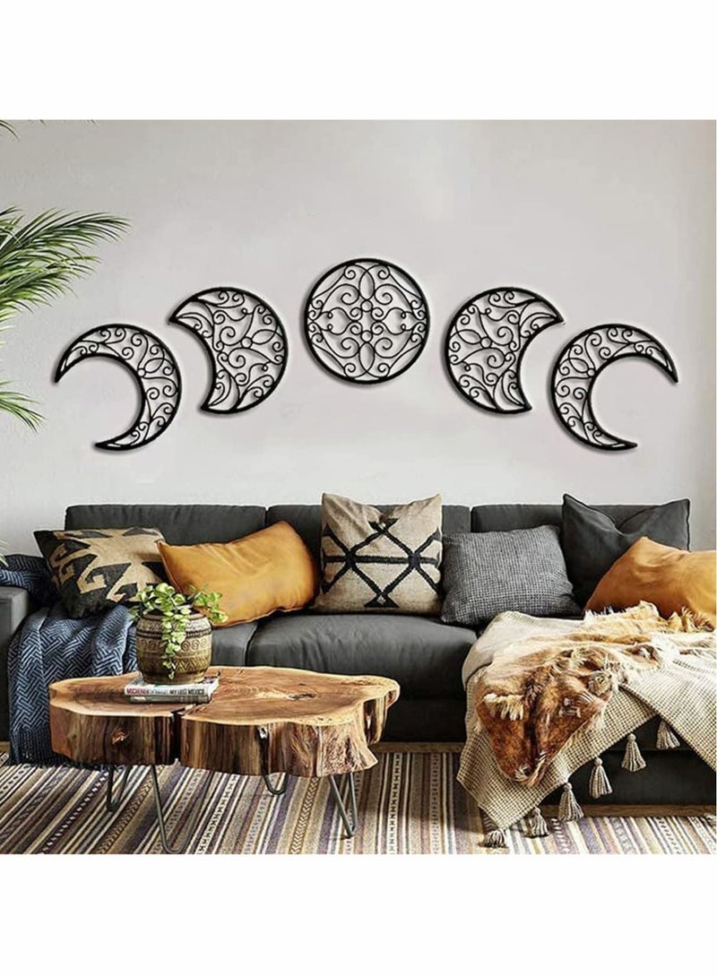 Excefore Moon Decoration Wall Decoration, Art decoration Wall Hanging, Boho Bedroom Decor Home Wall Decoration (Black, 5 Pieces)  - Image 2