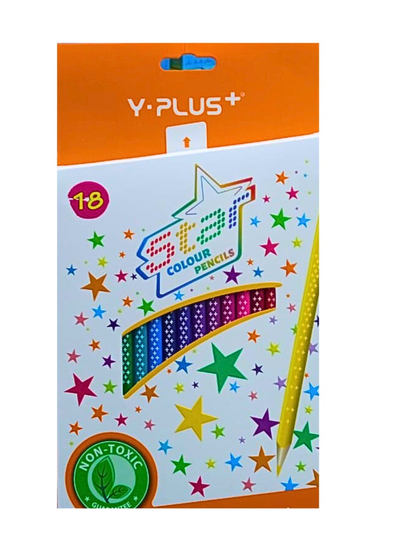 YPlus Color Pencil with Sharpner (Pack of 18 Pieces) - Image 1