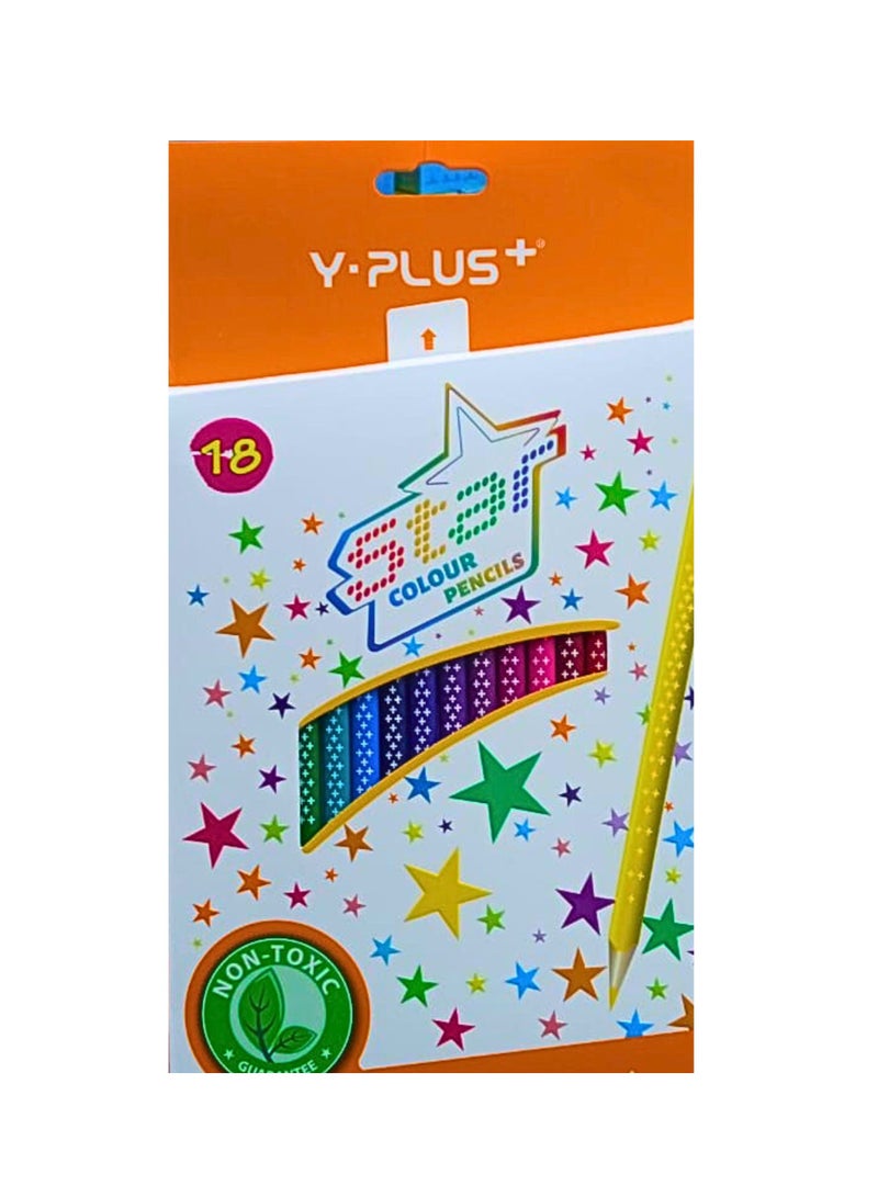 YPlus Color Pencil with Sharpner (Pack of 18 Pieces) - Image 2