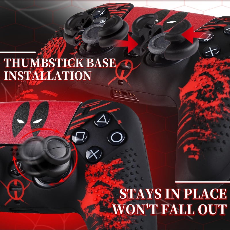 PlayRealm غطاء سيليكون ملصق PlayRealm x 1 ومقابض موسعة x 2 لجهاز تحكم PS5 ديادبول - Image 3