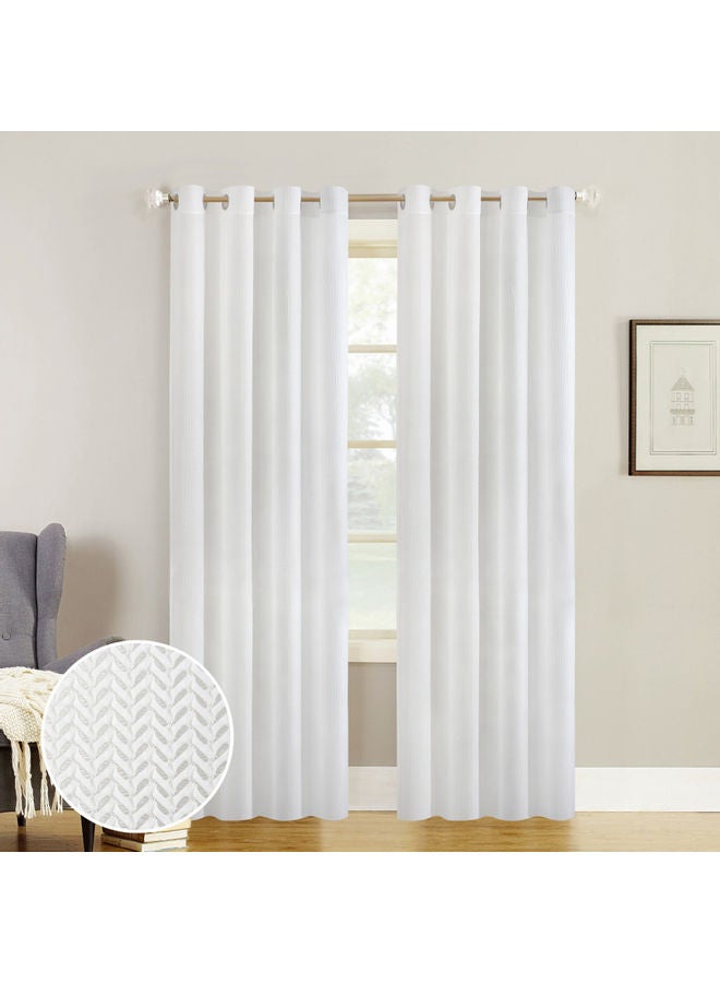 2-Piece Kelvin Curtain Set White 140x240cm - Image 2