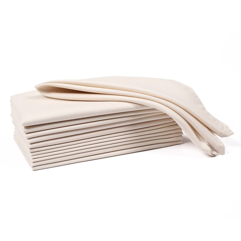 Palisa Cloth Dinner Napkins with Hemmed Edges 18x18 Inches Set of 12 Almond Beige 100 Polyester Soft Comfortable Washable Table Napkins for Weddings Parties or Everyday Use