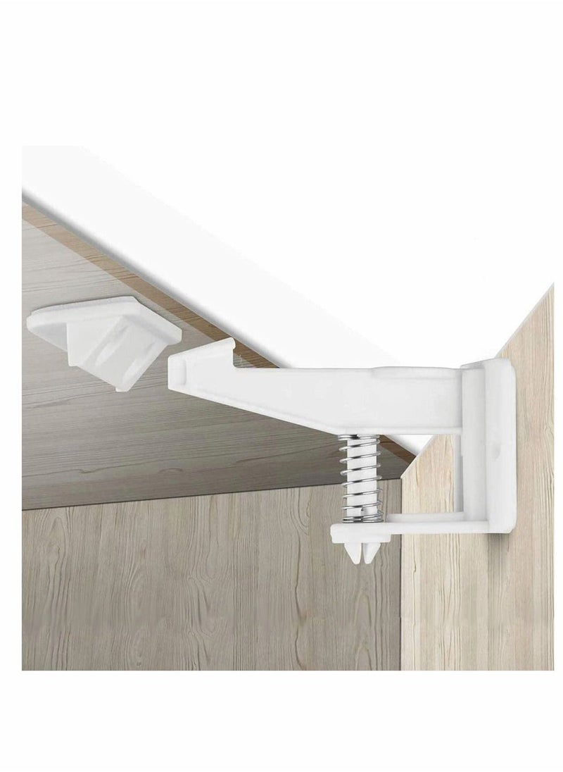 Child Safety Locks, 10 Pack Child Safety Cupboard Locks, Invisible and Unlocked Design, No Tools or Drilling Needed, Baby Cabinet Locks for Kitchen Cabinets and Drawers Latches (White)  - Image 1