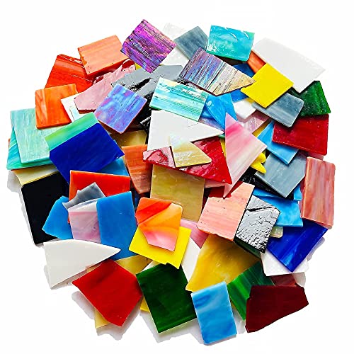 PALJOLLY Mosaic Tiles Stained Glass Scraps Sheets for Crafts Bulk, Broken Glass Pieces, Variety of Colors and Shapes, 35oz/1kgs Value Pack - Image 3
