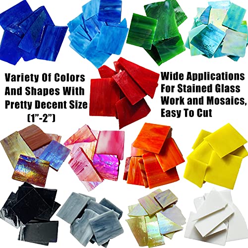 PALJOLLY Mosaic Tiles Stained Glass Scraps Sheets for Crafts Bulk, Broken Glass Pieces, Variety of Colors and Shapes, 35oz/1kgs Value Pack - Image 2