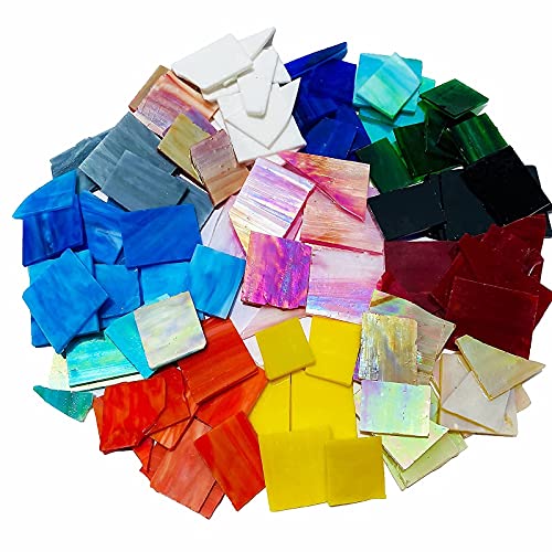 PALJOLLY Mosaic Tiles Stained Glass Scraps Sheets for Crafts Bulk, Broken Glass Pieces, Variety of Colors and Shapes, 35oz/1kgs Value Pack - Image 5