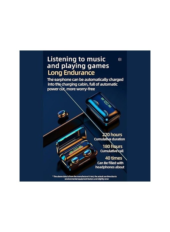 F9 Earbuds Bluetooth Earphone with 3500 mAh Power Bank, 8D Hifi True Wireless Stereo Headphones Waterproof Wireless Headset LED Digital Display, F9-5 Earbuds For iPhone/Android/PC/Tablet